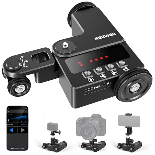 NEEWER Plataforma de câmara motorizada melhorada com controlo de aplicação, deslizante ultra silencioso com cabeça de bola/suporte para telefone/suporte de câmara de ação, compatível com GoPro Hero