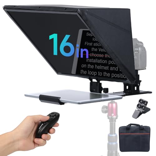 Teleprompter, Moman MT16 16 polegadas Prompter Tablet portátil compatível com iPad/telemóvel com APP e controlo remoto para filmagem de câmara/câmara de vídeo,