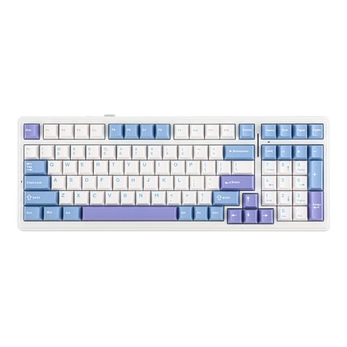 EPOMAKER x Sala de aula F99 Teclado mecânico sem fios, personalizável e intercambiável a quente, Bluetooth/2,4 Ghz/USB-C, Gasket, 8000 mAh, NKRO, RGB, para jogos/Win/Mac (F99 Purple, Nimbus Switch)
