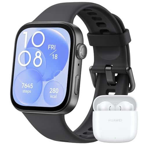 HUAWEI Watch Fit 3, ecrã AMOLED de 1,82 polegadas, design ultrafino, chamadas por Bluetooth, bateria de até 10 dias, compatível com Android e iOS, controlo integral da saúde, GPS Freebuds SE 2