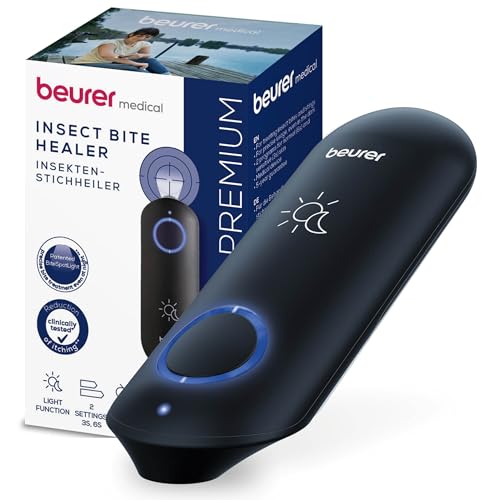 Beurer BR 90 Aparelho contra picadas de insetos, para o tratamento de mordidas e picadas, alivia a coceira e o inchaço, sem produtos químicos, luz comutável para uso no escuro