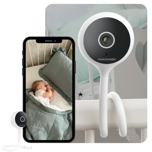 PARINNOV - 3MP Câmara de vigilância para bebé, monitor de bebé com câmara, câmara de bebé, alerta de choro e mov, noite, Walkie-talkie, vigilância de temp. e humidade, barra de montagem flexível e