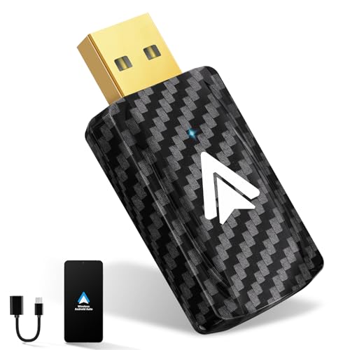 MSXTTLY Adaptador sem fios Android Auto U2A-L9 converte Android Auto com cabo em sem fio, Android Auto Wireless Stick para carros com fio AA e Android 11, mini e estável, USB C/A, preto