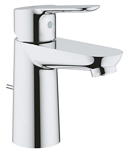 Grohe 23802000 - Bau Edge torneira de lavatório com barra de tração, aspirador automático, sistema de economia de água, prata, S