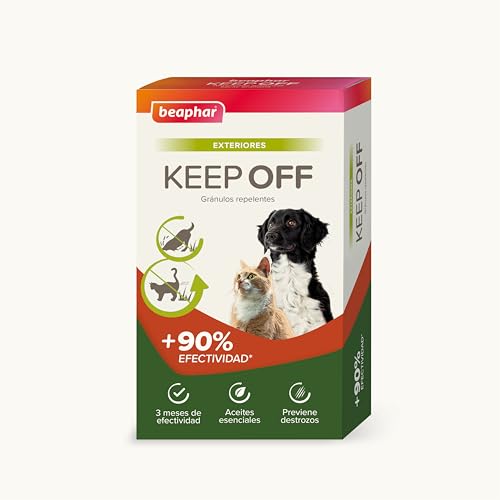 Beaphar Keep Off Grânulos repelentes para cães e gatos, uso exterior, proteção de jardins e hortas, 3 meses de proteção, com óleos essenciais, 2 x 200 g