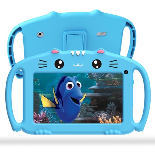 ascrecem Tablet infantil 7 polegadas Android tablet para crianças com WiFi dupla câmara controlo parental Quad Core 2 GB RAM 32 GB ROM jogos educativos tablet bebé de 3 a 14 anos menina rapaz (azul)