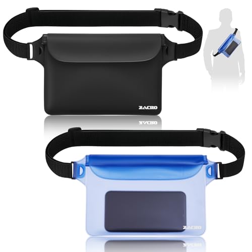 Zacro, Bolsa de cintura impermeável universal, estanque, para proteger os seus pertences, resistente à ferrugem, areia e pó, para praia, natação, acampamento, 2 unidades
