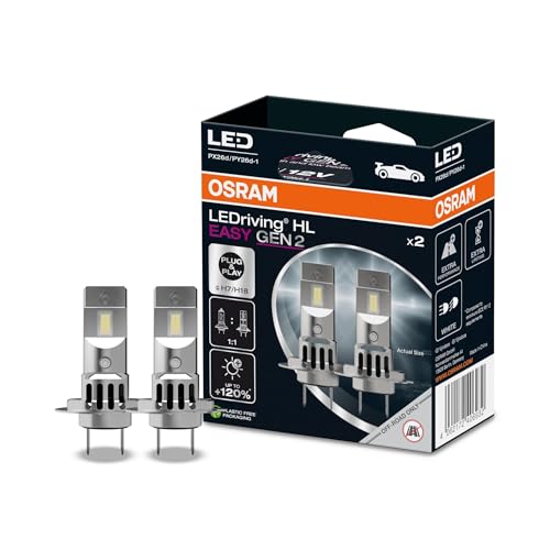 OSRAM LEDriving HL EASY GEN 2 H7/H18, lâmpada LED de luz de estrada e de cruz, branco frio 6500 K, sem necessidade de acessórios, apenas para uso todo-o-terreno, sem ECE, 2 lâmpadas