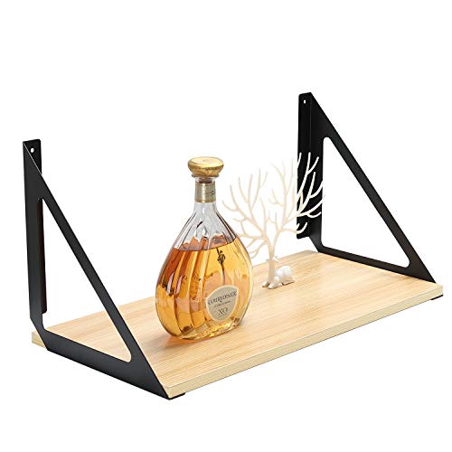 Ihomepark Suporte de estante, suporte prateleiras de ângulo de ferro suporte de parede, suportes prateleiras industriais de prateleira feita em 3 tamanhos, preto / 2 peças (30 * 30 cm, carga máxima 40