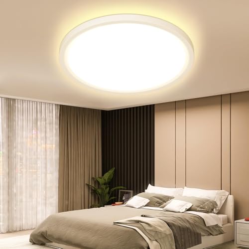 OTREN Plafon Luz LED teto, 24 W candeeiros de teto redondo, 3000 K luz LED moderna IP44 impermeável candeeiros para casa de banho varanda corredor cozinha quarto, Ø 27 cm