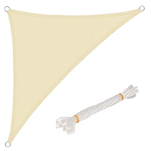 WOLTU Toldo solar, 2,5 x 2,5 x 3,5 m, HDPE respirável prevenção contra raios UV, proteção solar, 85% resistente e para jardim, pátio, exterior areia, creme