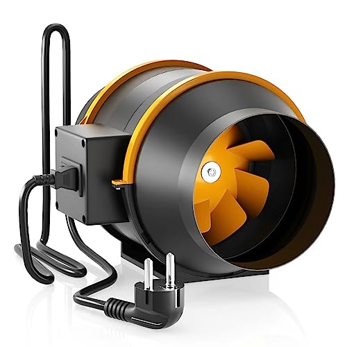 FanGoFast Extrator de ar de 150 mm com controlador ajustável, 230 V em linha ventilador extrator de conduto com tomada IEC para casa de banho, Booster, loja de cultivo, garagem, cozinha