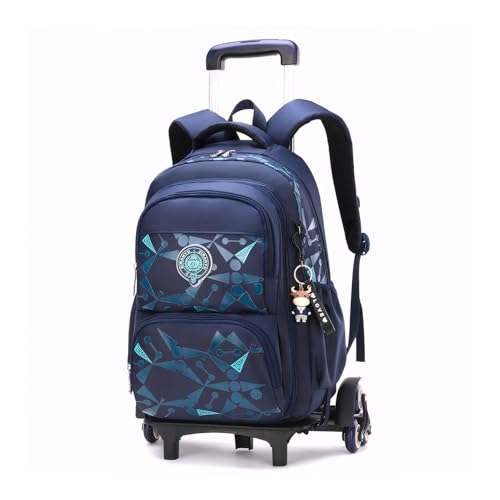 Amythe Mochila escolar para meninos e meninas com carro, mochila escola primária para menino 6-12 anos, mochila de 6 rodas para viajar, mochila infantil com rodas