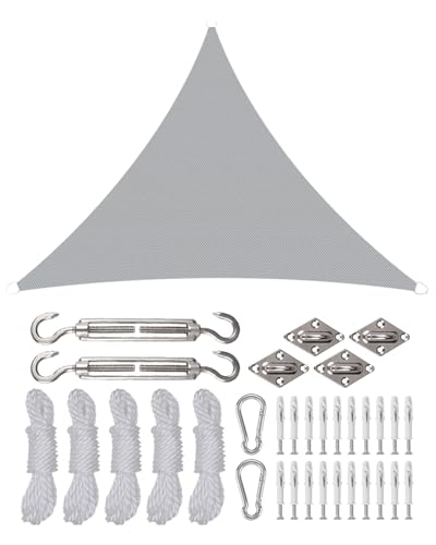 Rantizon Toldo vela de sombra triangular 3 × 4 m, toldo impermeável exterior com kits de montagem, proteção contra raios UV e HDPE respirável, para exteriores, jardins, pátios, cinzento