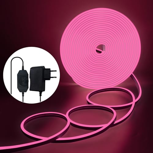 BRIMAX LED de néon luzes tira rosa 10 m 1200 LEDs 24 V LED de néon tira de luz IP65 impermeável de silicone flexível de néon LED tira de luzes para quarto, quarto, decoração ao ar livre