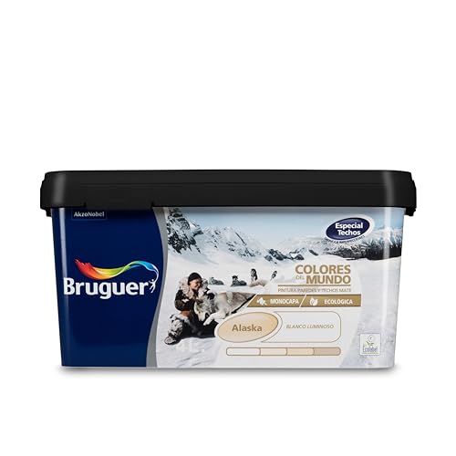 Bruguer Cores do mundo pintura para paredes monocamada Alasca branco luminoso mate 4 L