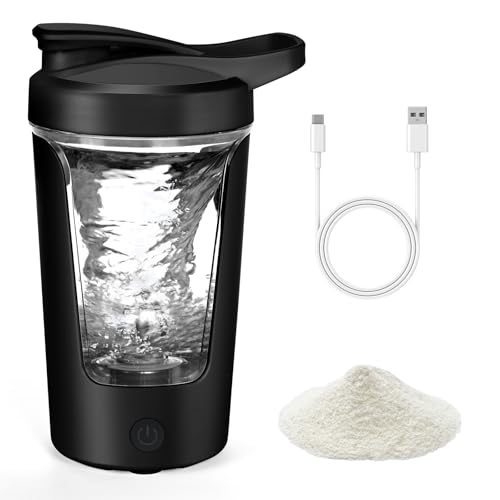 AOOWU Misturador de proteínas elétricas, 450 ml copo Shaker portátil recarregável por USB, garrafa misturadora de batidos de proteínas sem BPA, proteção misturadora Vortex elétrico para fitness
