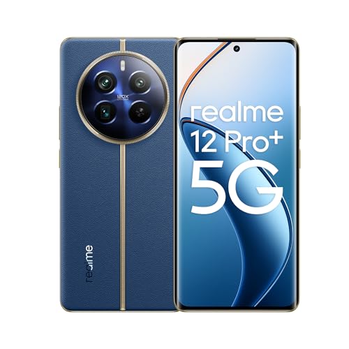 realme Telemóvel 12 Pro+ 5G 8 256GB, câmara periscópio para retratos, Sony IMX890 com OIS, processador Snapdragon 7s de 2ª geração 5G, ecrã de visão curva de 120 Hz, azul submarino