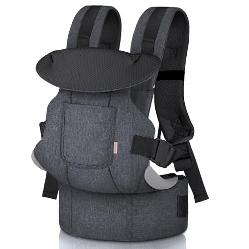 GAGAKU Mochila porta-bebés porta-bebés 0-36 meses avançado 4 em 1 com transporte ergonómico bebé fácil de transportar com possibilidade de levar a criança a olhar para a frente e para trás - preto