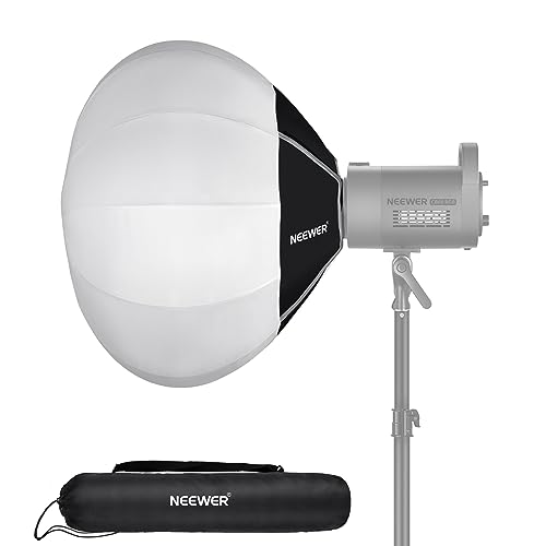 NEEWER 50 cm Softbox lanterna, difusor de luz de 360° de libertação rápida Softbox com Bowens Mount com liga de nylon para RGB CB60 CB60B CB200B MS60C MS150B luz de vídeo LED contínua, NS200B G