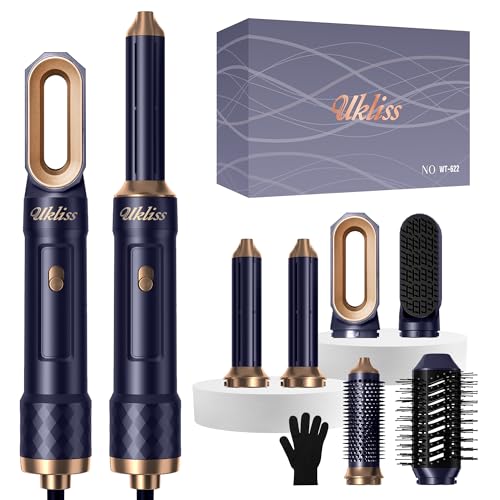 UKLISS Secador de cabelo profissional, 6 em 1 escova de ar quente com modelador automático, com temperatura térmica, secagem rápida, modelador de cabelo volumizador para modelador de volume lisar