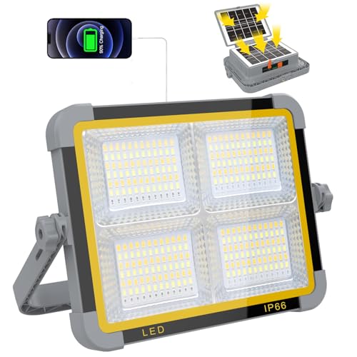 ERAY Foco LED recarregável de 150 W, holofote de trabalho portátil com painel duplo bateria de 9000 mAh/336 LEDs/4 modos de luz/IP66/banco de energia para campismo, emergência, trabalho