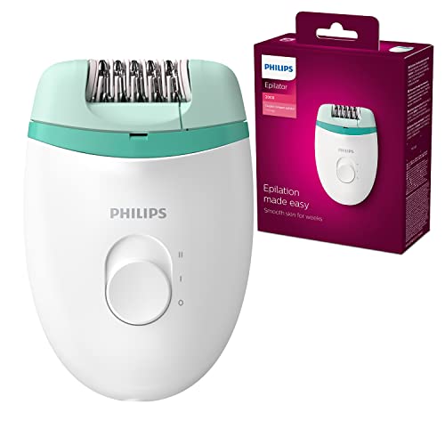 Philips Satinelle Essential - Depiladora com cabo, depilação compacta, BRE224/00, branco e verde
