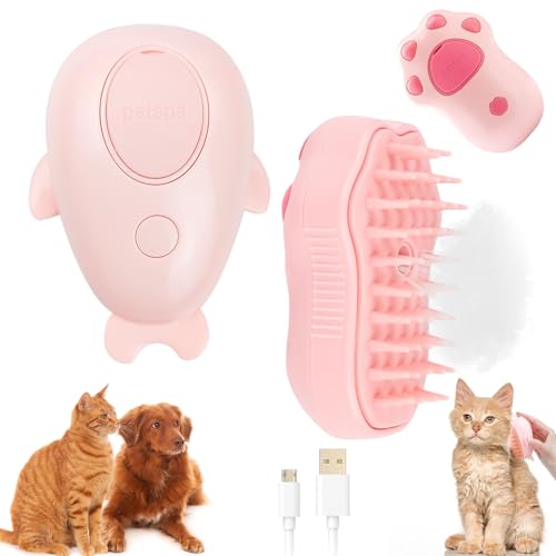 2 peças escova de vapor para gatos, Steamy Cat Brush 3 em 1 escova de vapor para gatos para massagem escovas de cão auto-limpeza, para gatos cães massagem escovas auto-limpantes