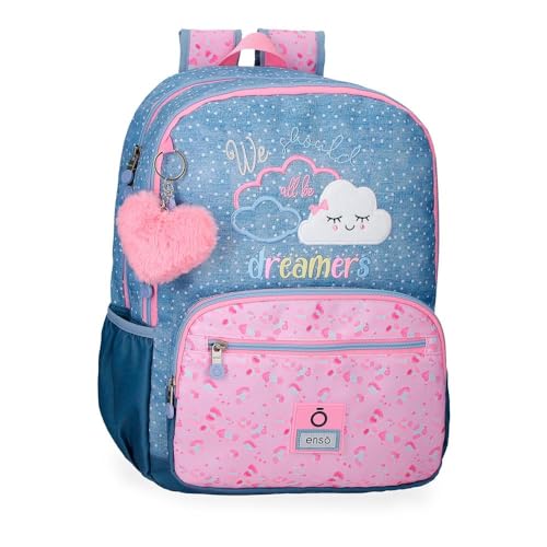 Enso Dreamer Mochila infantil, mochila escolar, fabricada em poliéster, rodas duplas de rotação multidirecional, várias maneiras de usar, azul, Mochila 44