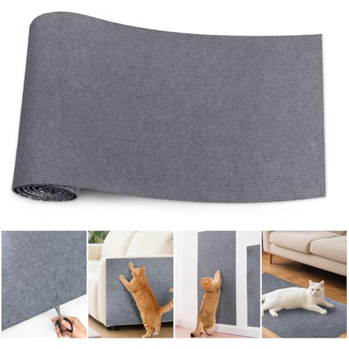 Tapete de raspador para gatos auto-adesivo, protetor sofá gatos risco, tapete raspador bricolage para gatos, recortável 200 x 40 cm, proteção sofá e móveis, tapete autocolante (cinzento)