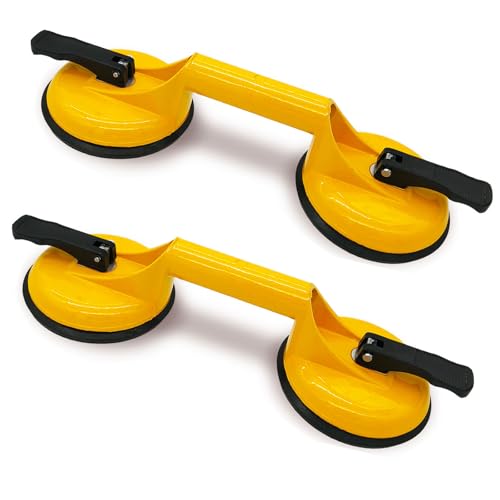 Ventosas para vidro ventosas para azulejos ventosas de vidro duplas ventosas de alumínio para transportar azulejos, vidro, madeira, pisos, superfície lisa (2 amarelo)