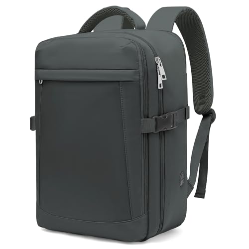 Xkdoai Mochila viagem cabine avion 40 x 20 x 25 mochila viagem para Ryanair bagagem de mão mala de viagem cabine Travel Backpack repelente de água com bolso anti-roubo e lateral, Tinta cinzenta, 40 x