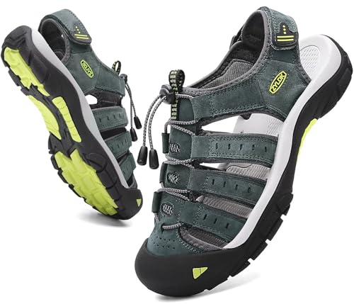 ZYLDK Sandálias de caminhada para homens verão exterior desportivos sapatos Trekking casual sapatos de montanha couro sandálias de praia antiderrapante verão EU38-46