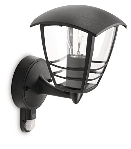 Philips myGarden Creek Aplique de exterior com sensor de movimento, embutido, casquilho grosso E27, lâmpada não incluída, 28,5 cm, cor preta