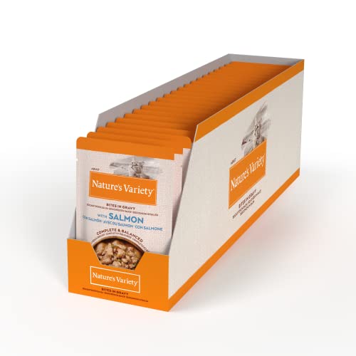 Nature's Variety Lanches em molho, comida húmida para gatos com salmão: 22 saquetas de 85 g