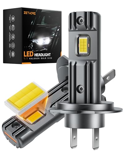 Zethors Lâmpadas H7 LED faróis com 16 chips CSP-60W 14000LM 6000K para luz alta/baixa, sem ventilador mini LED H7 Canbus carro halogéneo substituição, sem polarização, plug and play, 2 unidades