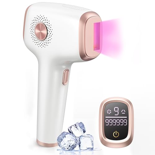 IPL Depiladora de luz de pulso com função de refrigeração com gelo, 99999 Flashes, 9 níveis de energia, remoção a laser máquina para mulher homem facial, Axilas, braços, costas, linha de biquíni