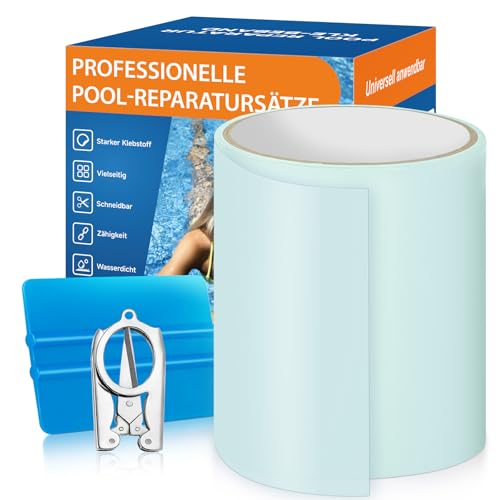 Remendo piscina baixa, fita adesiva para piscinas, 10 cm x 250 cm, kit de reparação forro piscinas, remendo de reparação para tela ou piscina, PVC Flex Tape adequado castelos insufláveis, colchões de