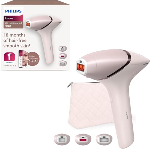 Philips Lumea série 9900, dispositivo de depilação IPL, alternativa de depilação a laser, SenseIQ e SkinAI, 3 acessórios para o corpo, rosto e zonas de precisão, com e sem fios, BRI953/02