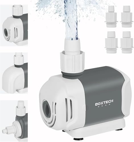 boxtech Bomba de aquário 3 em 1 com motor de cobre de 25 dB ultrasilencioso 45 W 2500 L/H, 3 modos de fundo lateral de terra, cerâmica anticorrosiva para lagoas fontes e lagoas de peixes