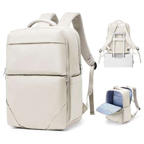 bergsalz Mochila mala viagem cabine avião 40 x 20 x 25 mochila bagagem de mão mulher mochila viagem cabine avião 45 x 36 x 20 homem mochila portátil 15,6, B-branco, 40x25x18cm
