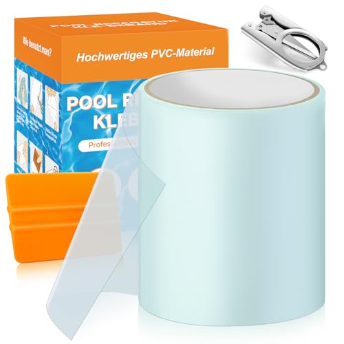 Hymarvo Remendo piscina baixa, 10 x 150 cm, grandes kit de reparação de piscinas PVC, fita adesiva para piscinas impermeável, repara furos ou piscina, colchão insuflável, forro piscina