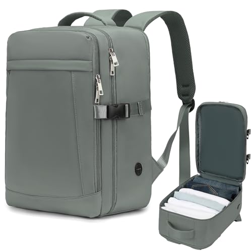 Yankony Mochila viagem cabine avião 40 x 20 x 25 para Ryanair 20 L mochilas de viagem com bolso anti-roubo Travel Backpack bagagem de mão homem mulher, verde