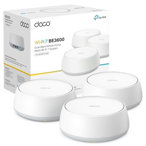TP-Link Deco BE3600 (3 pacotes), Wi-Fi de 7 mesh, tribanda até 6,6 Gbps, ampla cobertura para toda a casa, porta 2,5 G, ideal para streaming de 8 K, jogos e conexão estável com o AI Mesh