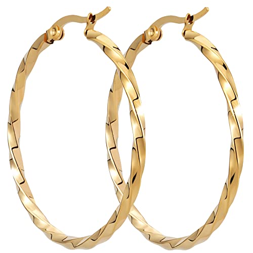 BONNYBIRD® Brincos aro mulher - brincos grandes de aço cirúrgico em prata, ouro e ouro rosa, 100% resistentes à água e hipoalergénicos (40 mm)