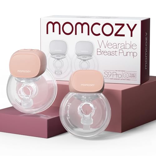 Momcozy S9 Pro Saquetes elétricos atualizados, removedor de leite mãos livres com ecrã LED, extrator de leite elétrico portátil com 2 modos e 9 níveis (cor-de-rosa, pacote de 2 unidades)