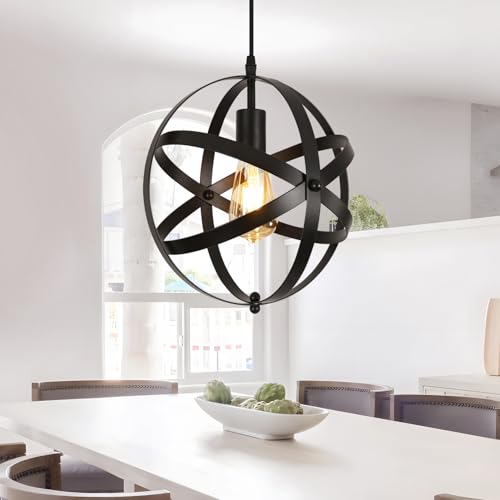 DELIPOP Candeeiro suspenso industrial vintage, E27 candeeiro suspenso de teto design de gaiola, iluminação de teto de estilo retro rústico para quarto sala de jantar cozinha café bar