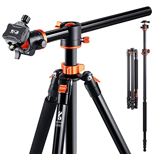 K&F Concept 240 cm, tripé de câmara, tripé vídeo profissional com coluna central transversal com rótula de bola panorâmica e placa de libertação para DSLR câmara T254A8 BH-28L (SA254T1)