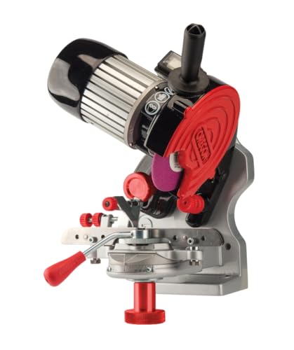 Oregon Afiador de corrente de motocicletas profissional de 230 volts, sistema universal para todos os tipos de motocicletas 410-230, cor cinzenta, preto, vermelho