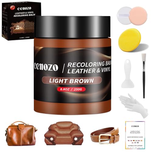 Kit de reparação para couro castanho claro, tinta para reparação de couro líquido, massa de reparação de couro, pintura para reparação de couro, para reparação de manchas, riscos, rachaduras